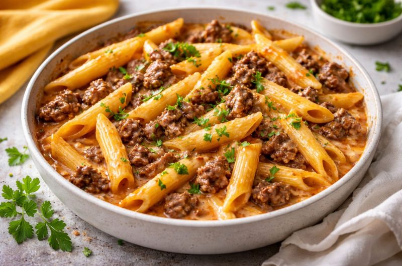 Creamy High Protein Beef Pasta