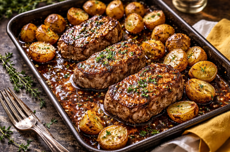 Sheet Pan Pork Chops and Potatoes